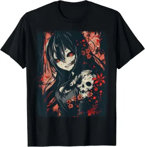 Anime Horror Girl Aesthetic Japanese Creepy Kawaii Goth T-Shirt
