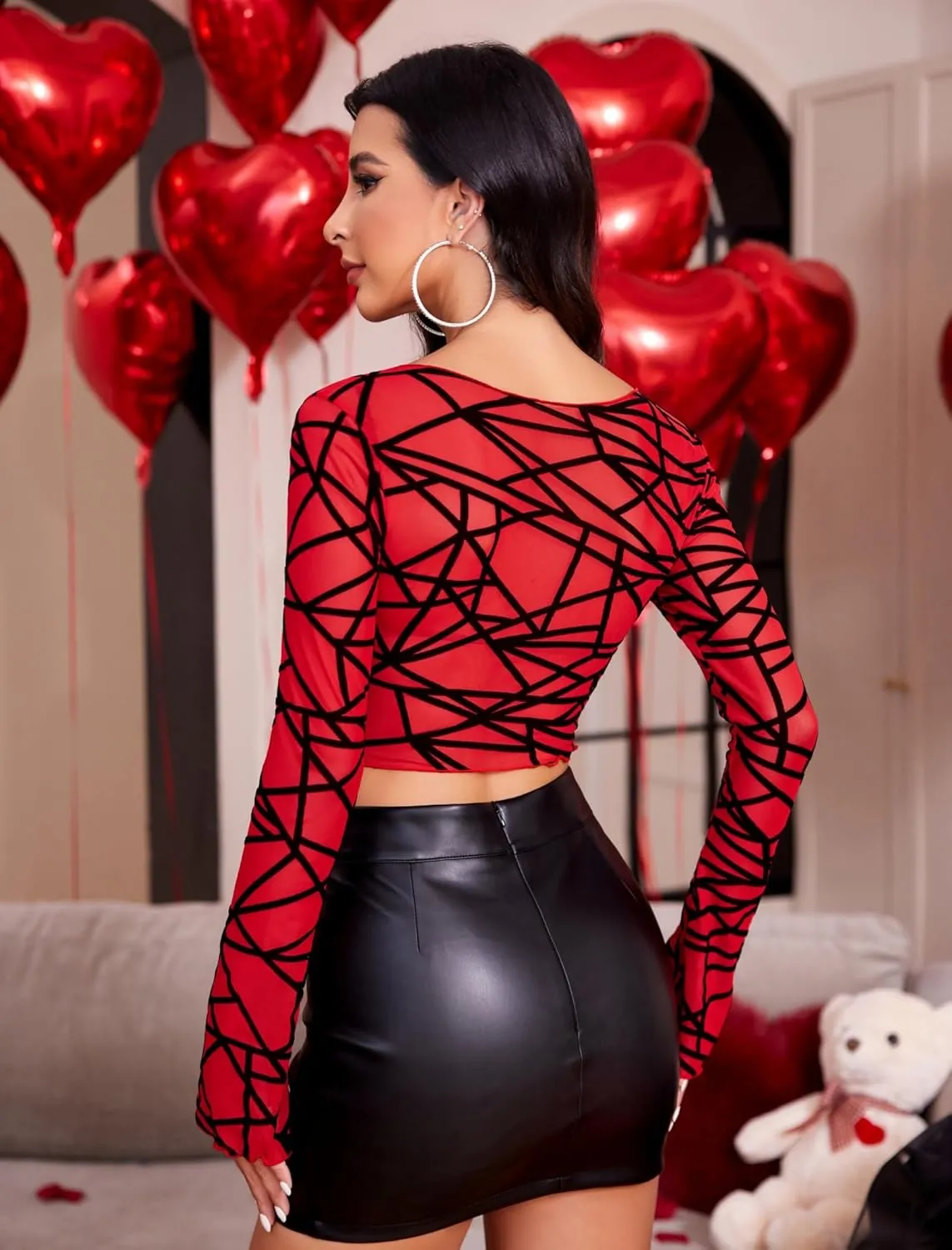 Avidlove Women Mesh Crop Top Y2K Tie Front Tops Rave Top Sheer Cardigan Sexy V Neck Outfits S-2XL