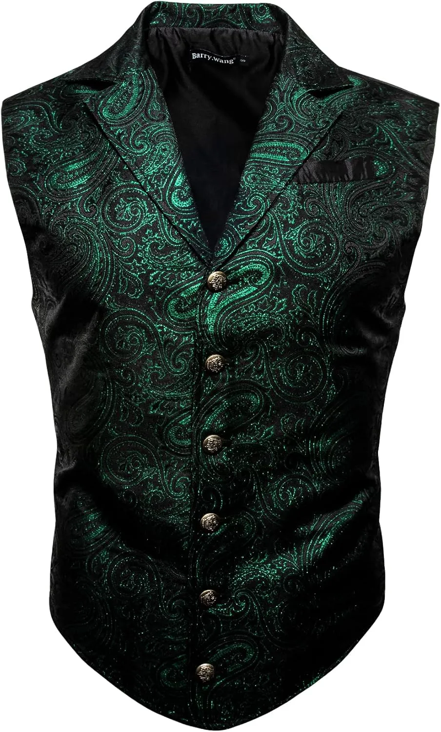 Barry.Wang Mens Victorian Vest Steampunk Gothic Paisley Tailored Collar Waistcoat Halloween Themed Party