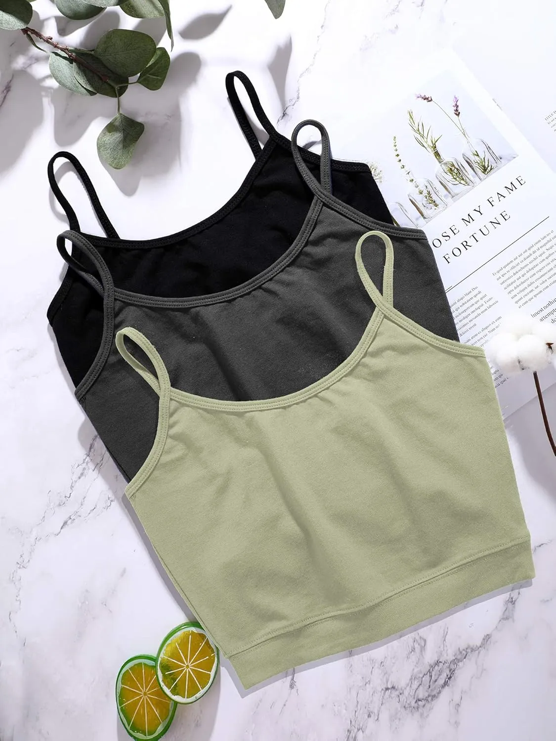 Boao 3 Pcs Crop Camisole Top Spaghetti Strap Tank Sleeveless Crop Tank Top for Women Sports