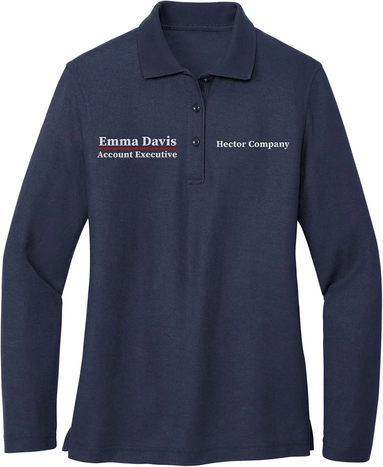 Custom Embroidered Long Sleeve Polo Shirt for Women Personalized Embroidery Text Name