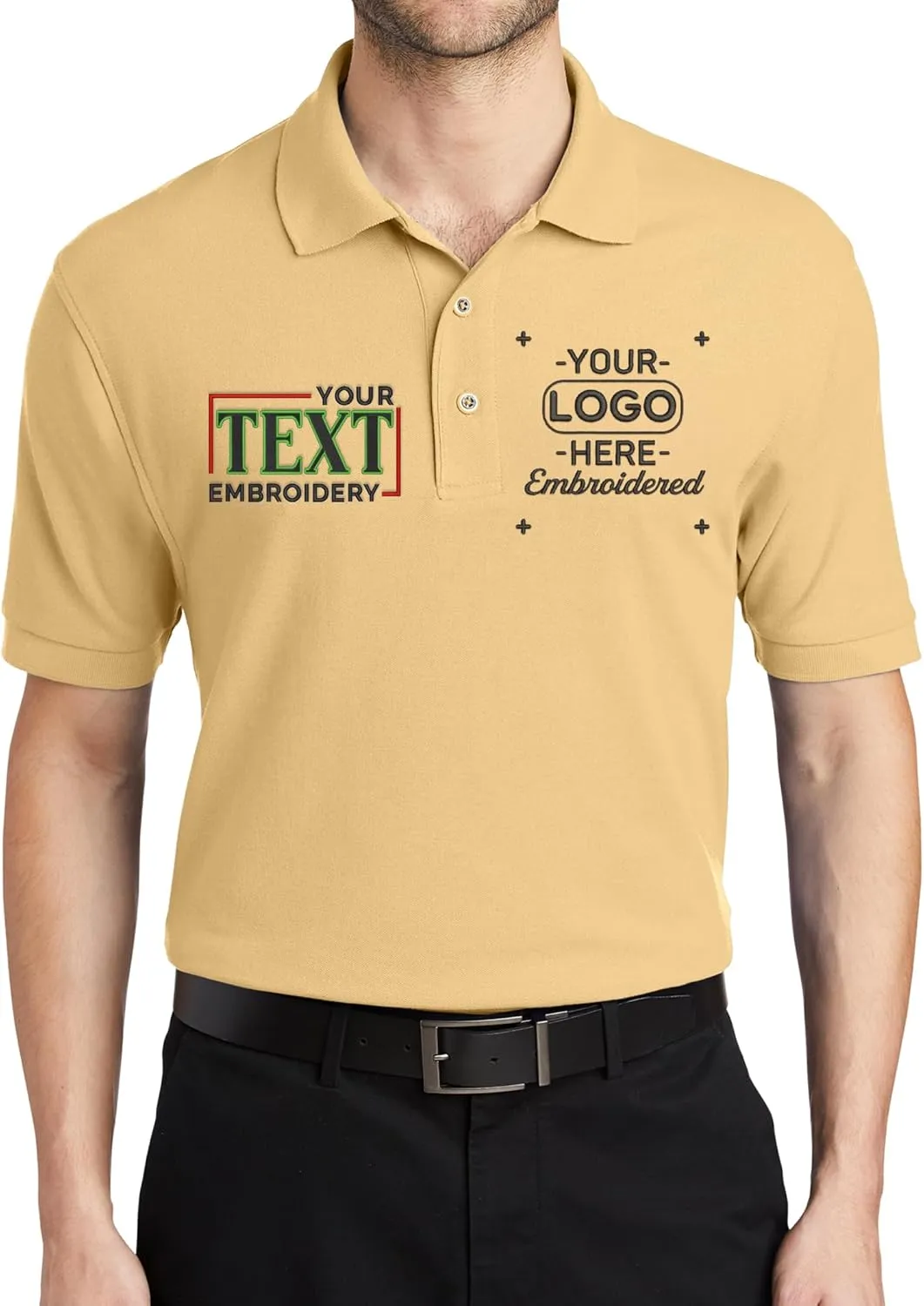Custom Embroidered Polo Shirt for Men Personalized Embroidery Name Text Logo Golf Tee