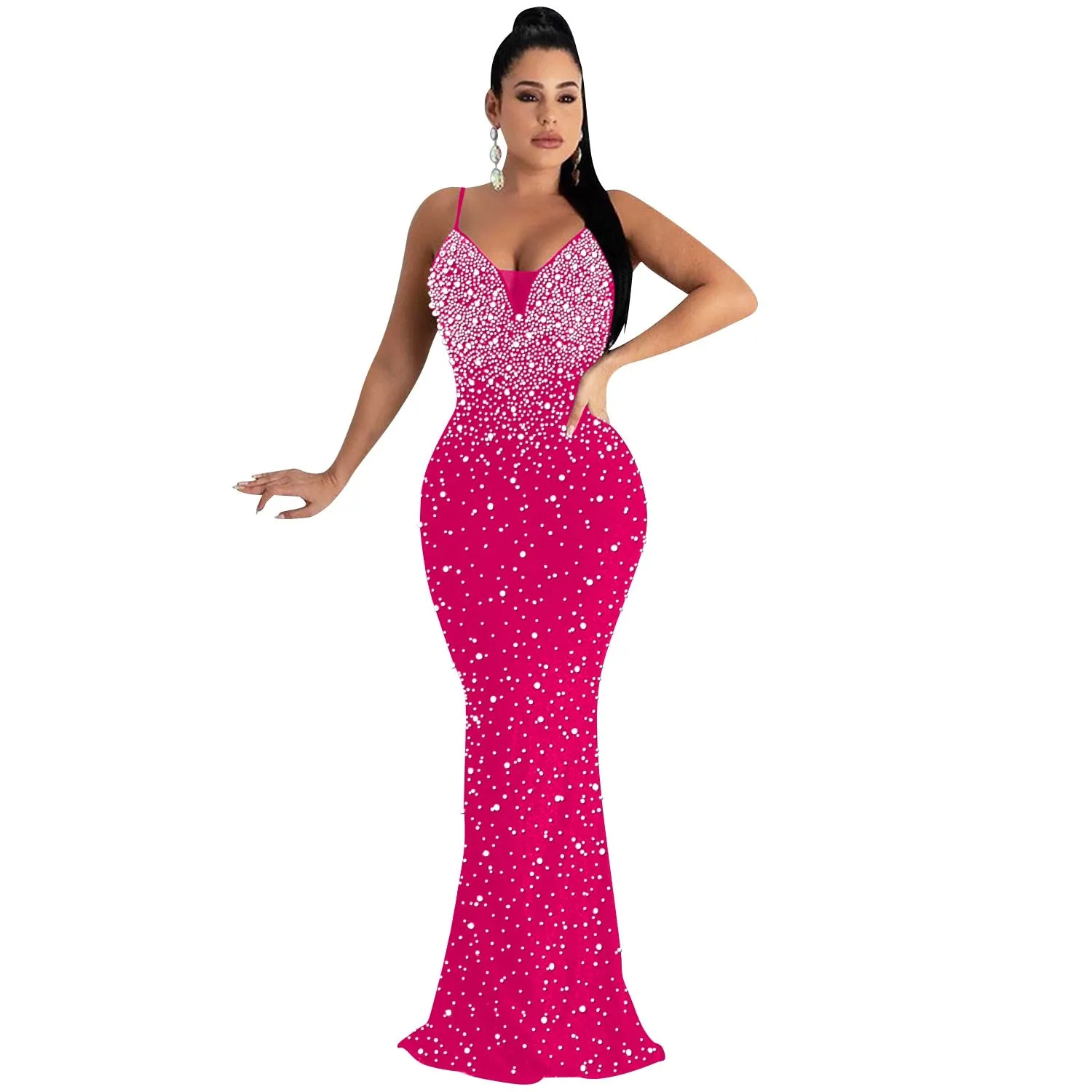 Funki Buys | Dresses | Women's Beaded Pearl Bodycon Dress