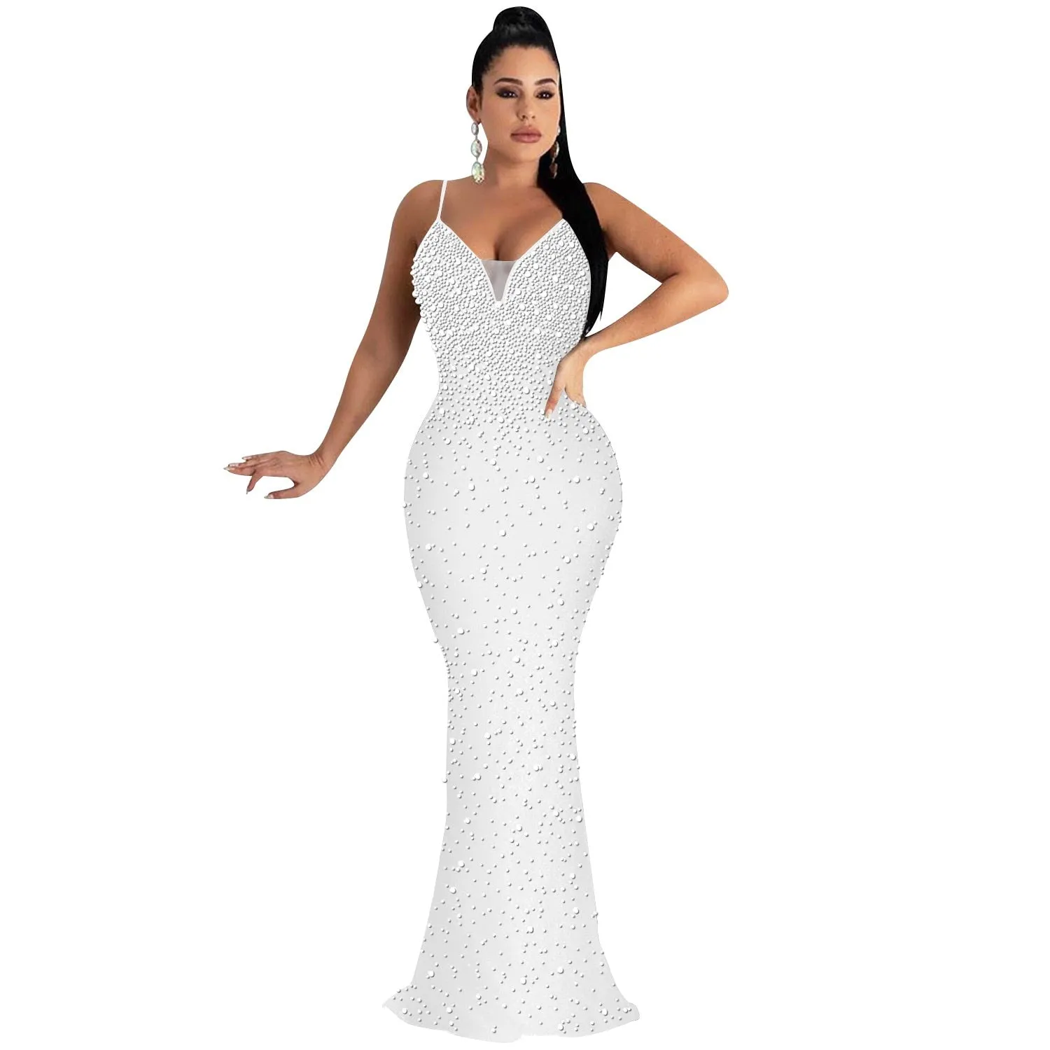 Funki Buys | Dresses | Women's Beaded Pearl Bodycon Dress