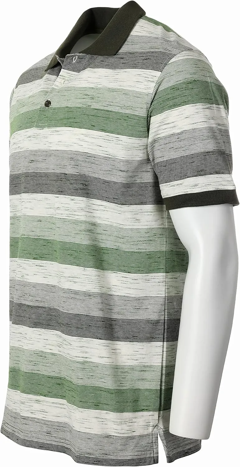Gioberti Mens Club Stripe Polo Shirt - Short Sleeve, Regular Fit, Yarn Dye