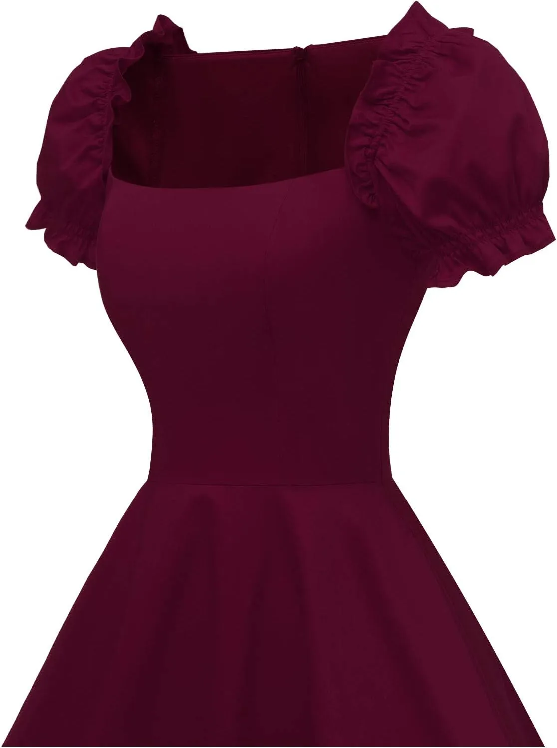 Hanpceirs Women's Puff Short Sleeve 1950s Party Dresses Square Neck Aline Dress with Pockets