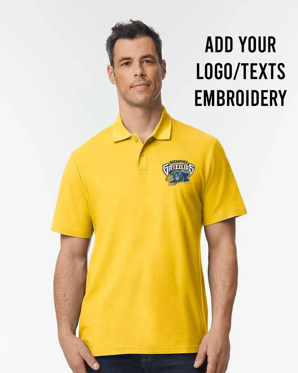 INK STITCH Men 64800 Custom Embroidery Logo Texts Cotton Pique Polo Shirts