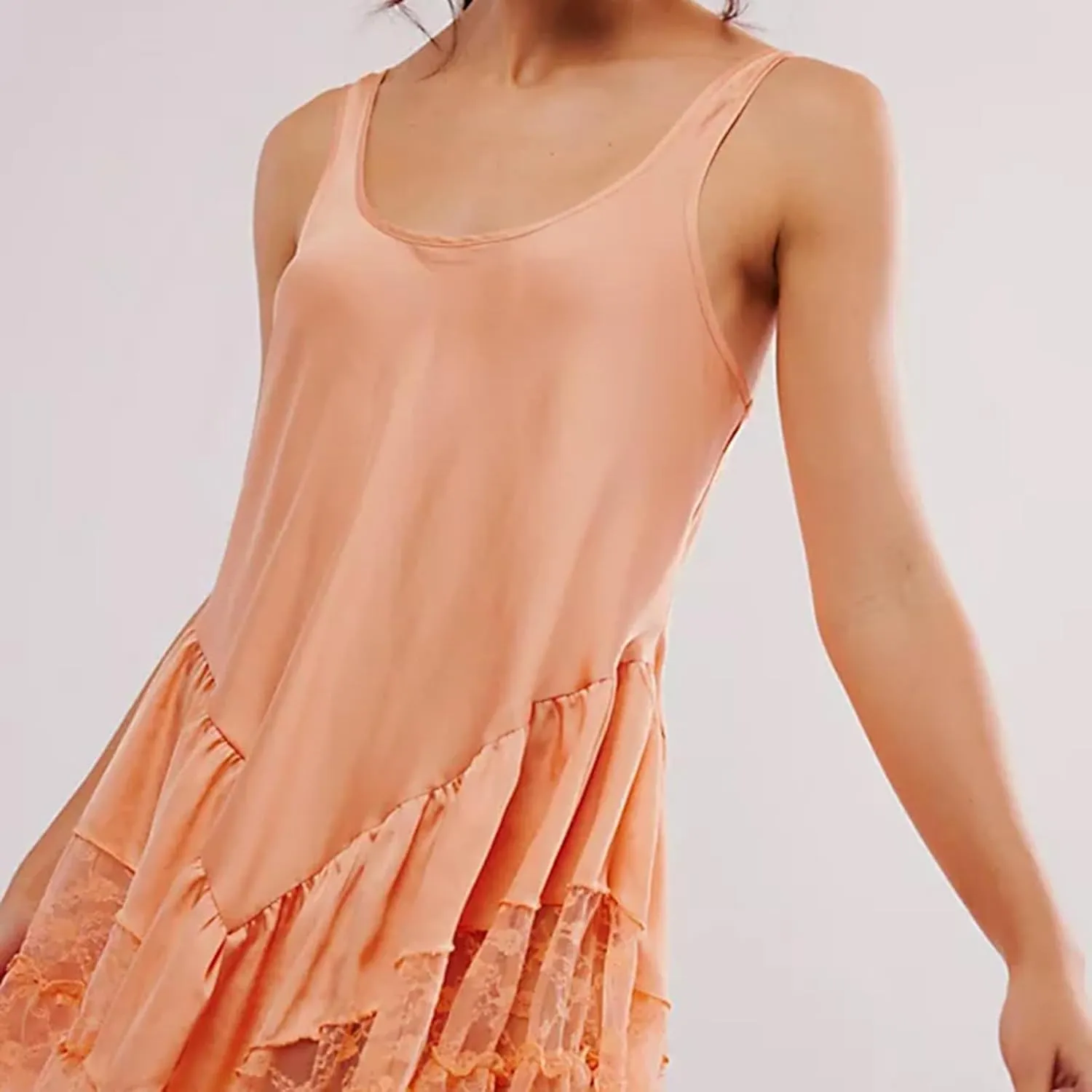 LILTWIST Women Lace Slip Dress Sexy Backless Sleevelss Mini Lace Trim Pajama Dress Y2k Flowy Satin Layering Full Slip Dresses
