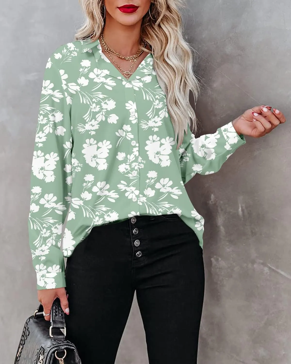 Magritta Women's Shirts Fashion Casual Loose Fit Long Sleeve Button Down Lightweight Collared Blouse Tops