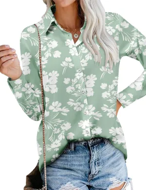 Magritta Women's Shirts Fashion Casual Loose Fit Long Sleeve Button Down Lightweight Collared Blouse Tops