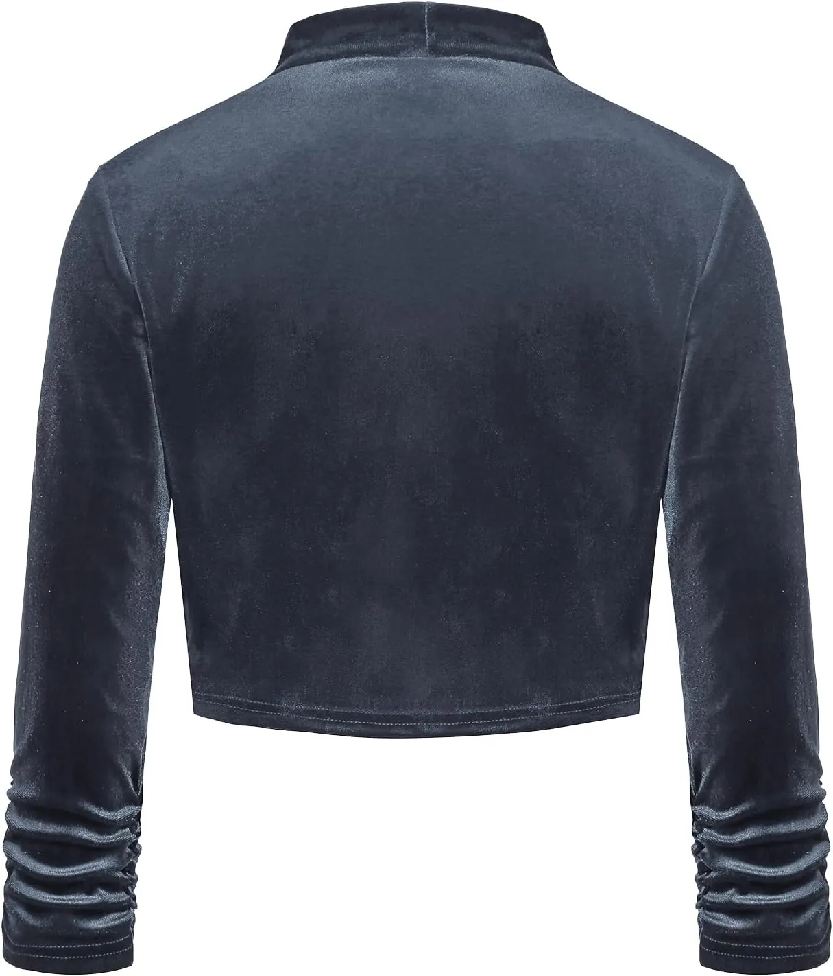 MINTLIMIT Women's Velvet Bolero Shrugs for Dresses Ruched 3/4 Sleeve Open Front Cocktail Party Cropped Cardigan