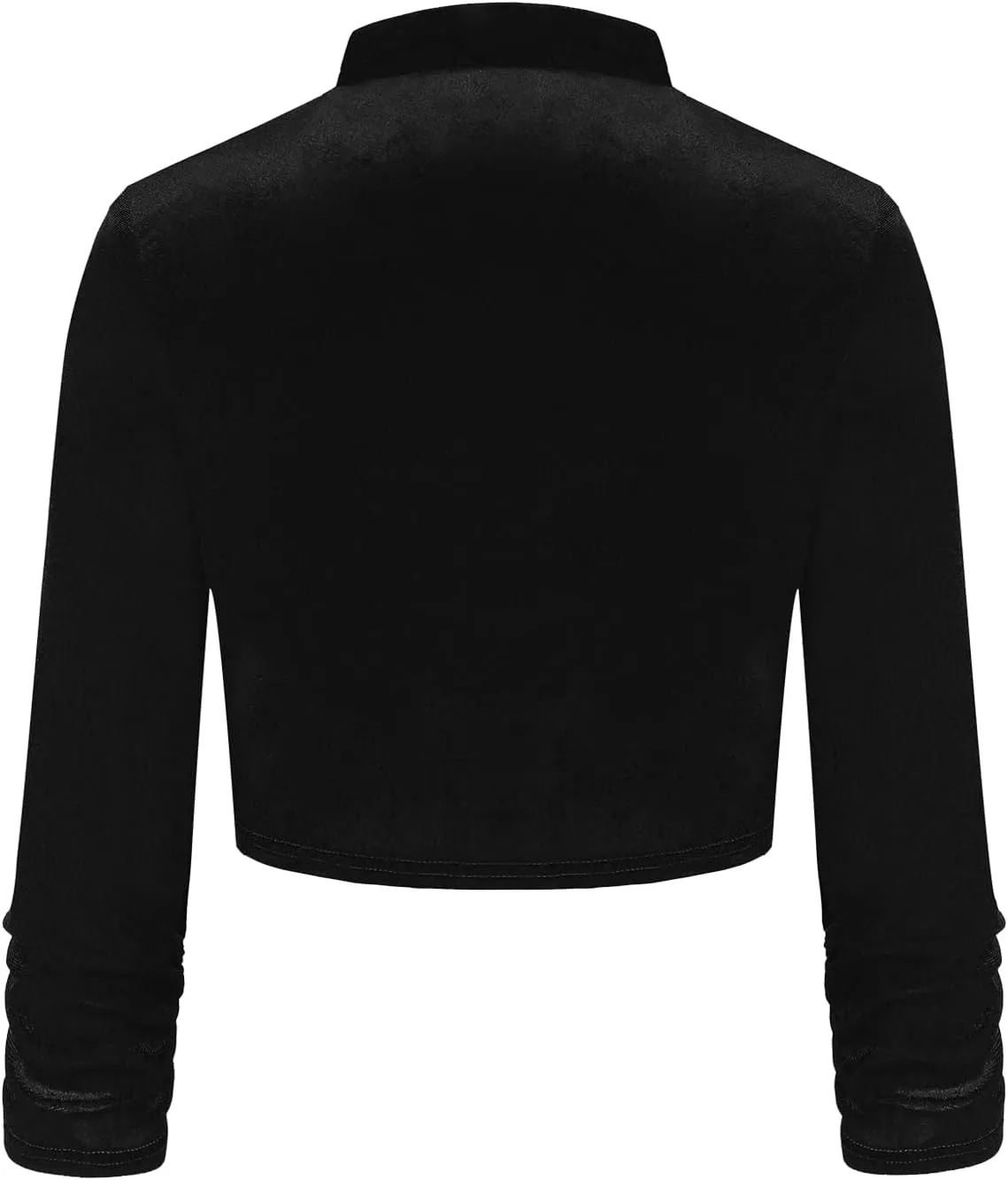 MINTLIMIT Women's Velvet Bolero Shrugs for Dresses Ruched 3/4 Sleeve Open Front Cocktail Party Cropped Cardigan