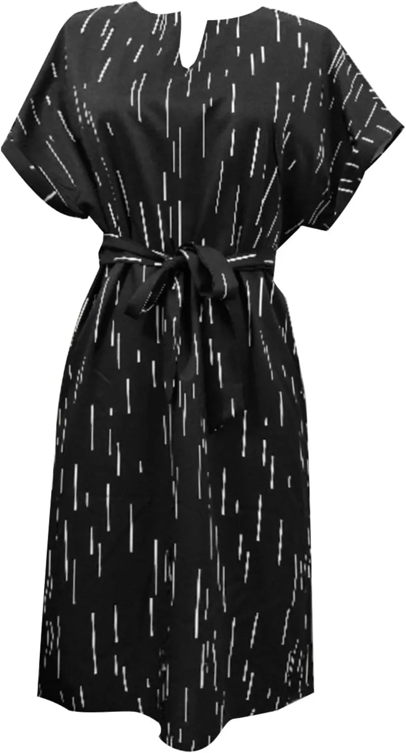 Office Dress for Women Summer with Tie Waist V Neck Short Sleeve T Shirt Dress Loose Fit Basic Flowy Breathable Sundress