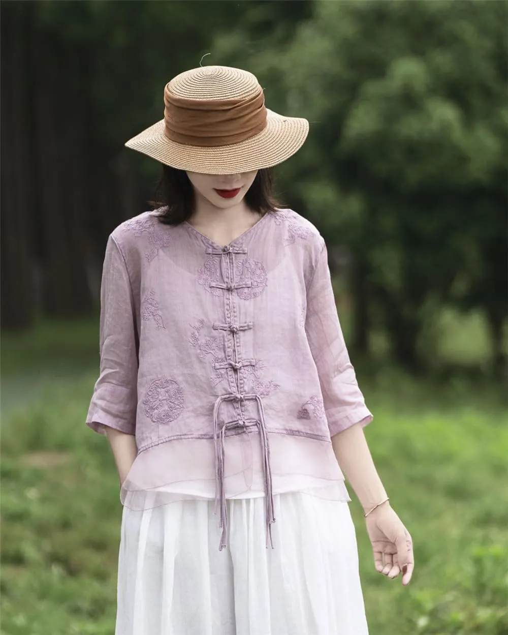 Summer Chinese Embroidery Cardigan Tassel Women's Shirt
