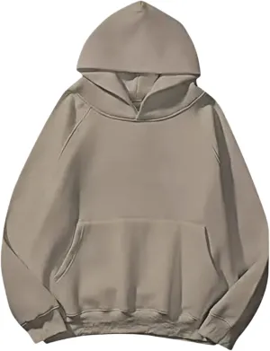 Unisex Basic Loose Hoodie Sweatshirt Long Sleeve Pocket Drop Shoulder Pullovers