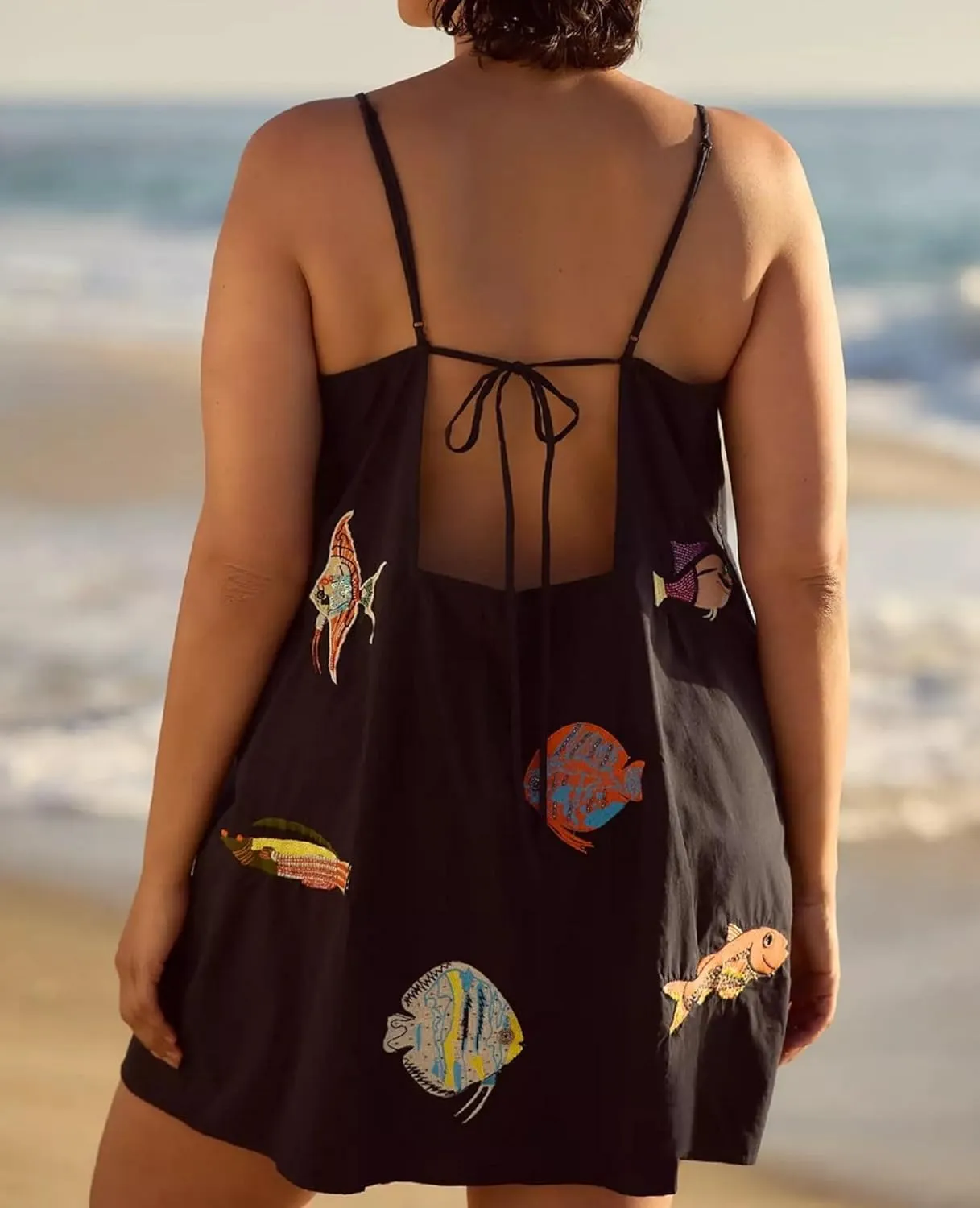 Women Boho Floral Short Dress Graffiti Backless Babydoll Dress Flowy Mini Cami Dresses Summer Holiday Sundress