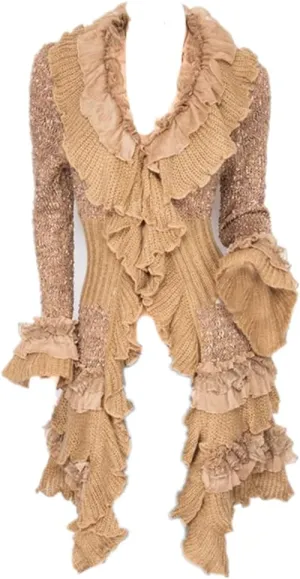Women Victorian Boho Crochet Cardigan Gothic Steampunk Open Front Knit Sweater