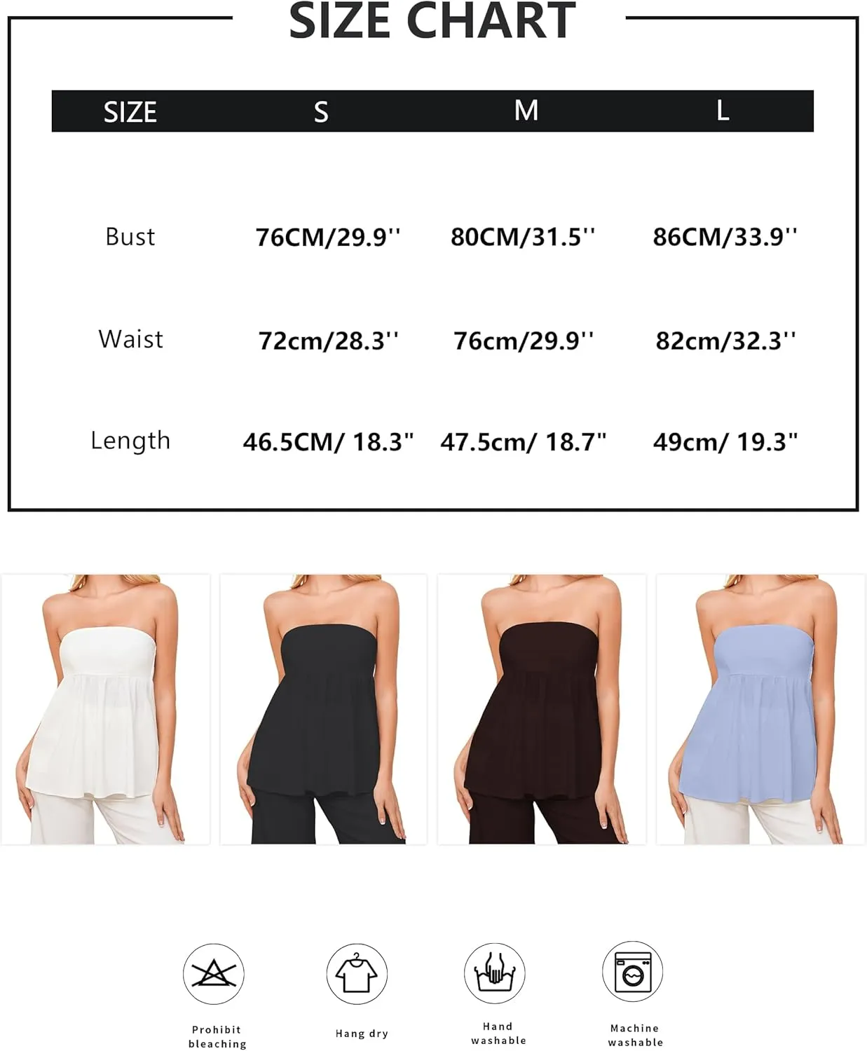 Womens Ruffle Peplum Tube Top Smocked Backless Long Tube Tops Casual Sleeveless Strapless Flowy Tank Top