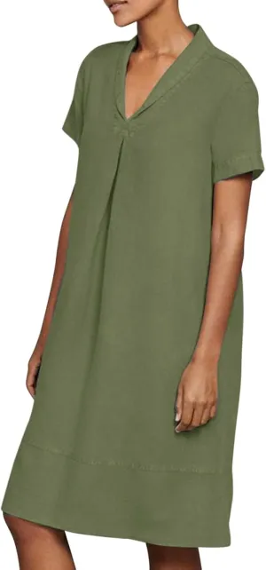 XOWRTE Womens Casual Cotton Linen Mini Dress Summer Dresses Lapel V Neck Sleeveless Tank Dress Pleated Flowy Sundress 2025