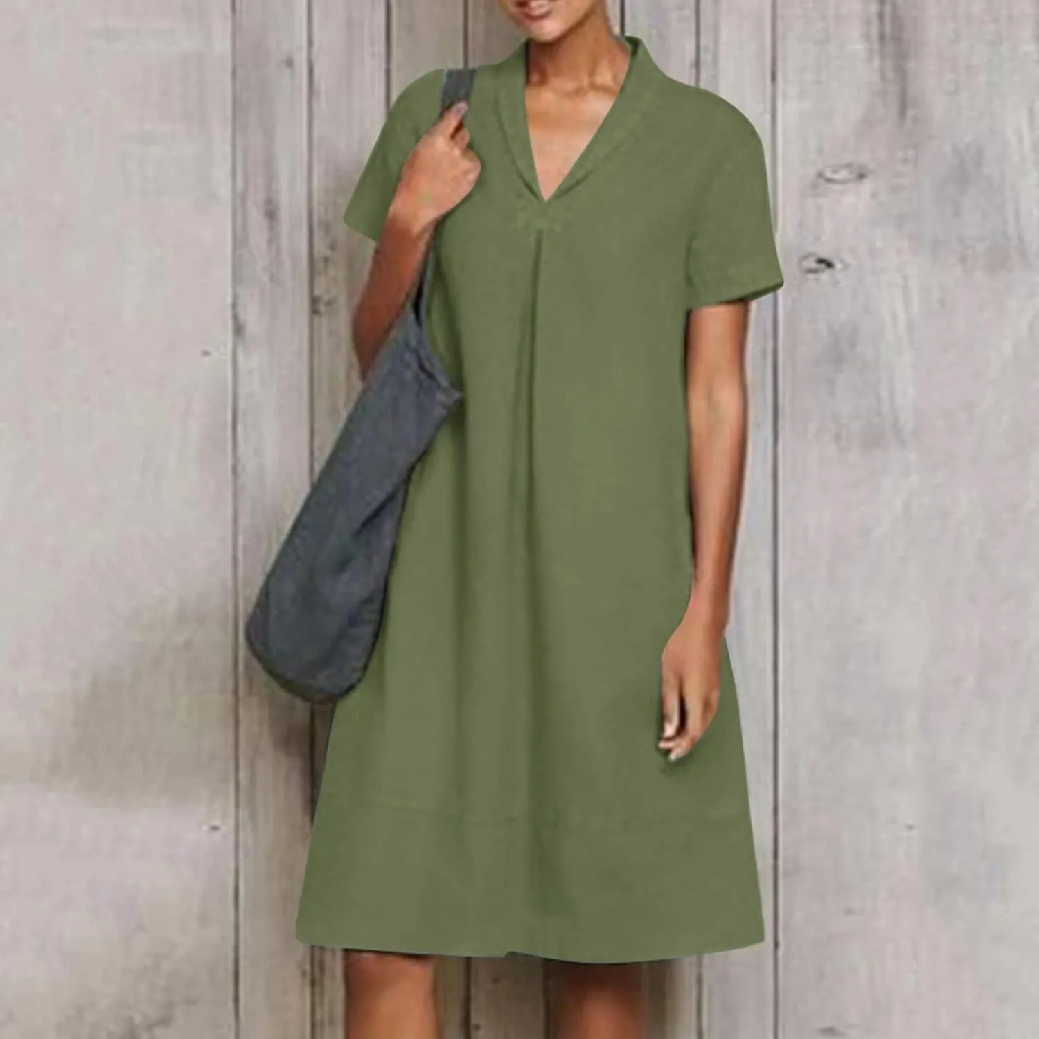 XOWRTE Womens Casual Cotton Linen Mini Dress Summer Dresses Lapel V Neck Sleeveless Tank Dress Pleated Flowy Sundress 2025