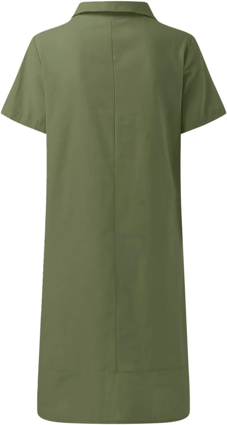 XOWRTE Womens Casual Cotton Linen Mini Dress Summer Dresses Lapel V Neck Sleeveless Tank Dress Pleated Flowy Sundress 2025