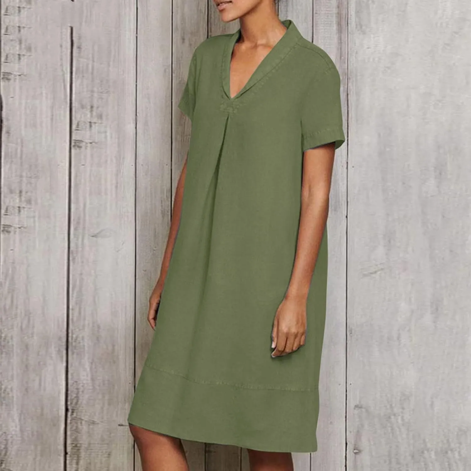XOWRTE Womens Casual Cotton Linen Mini Dress Summer Dresses Lapel V Neck Sleeveless Tank Dress Pleated Flowy Sundress 2025